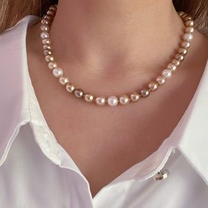 Vintage Glass Pearl Knotted Choker Necklace, Glass Beads